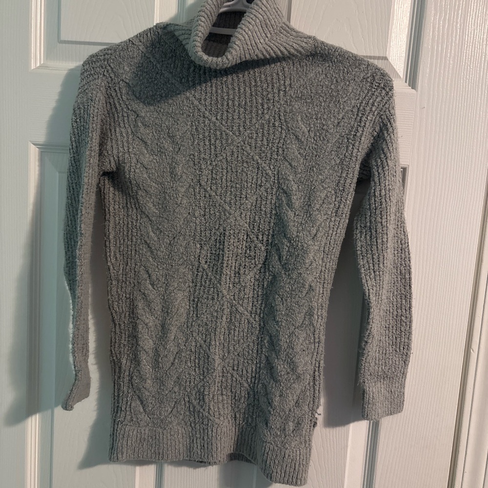 Cozy Gray Cable Knit turtleneck